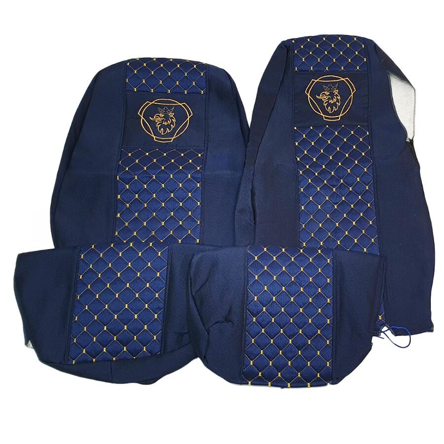 Чехол на сиденья Экокожа SCANIA R,G,P (2004-2017) водит. пилот - пасс. складное, синий Чехол на сиденья Экокожа SCANIA R,G,P (2004-2017) водит. пилот - пасс. складное, синий