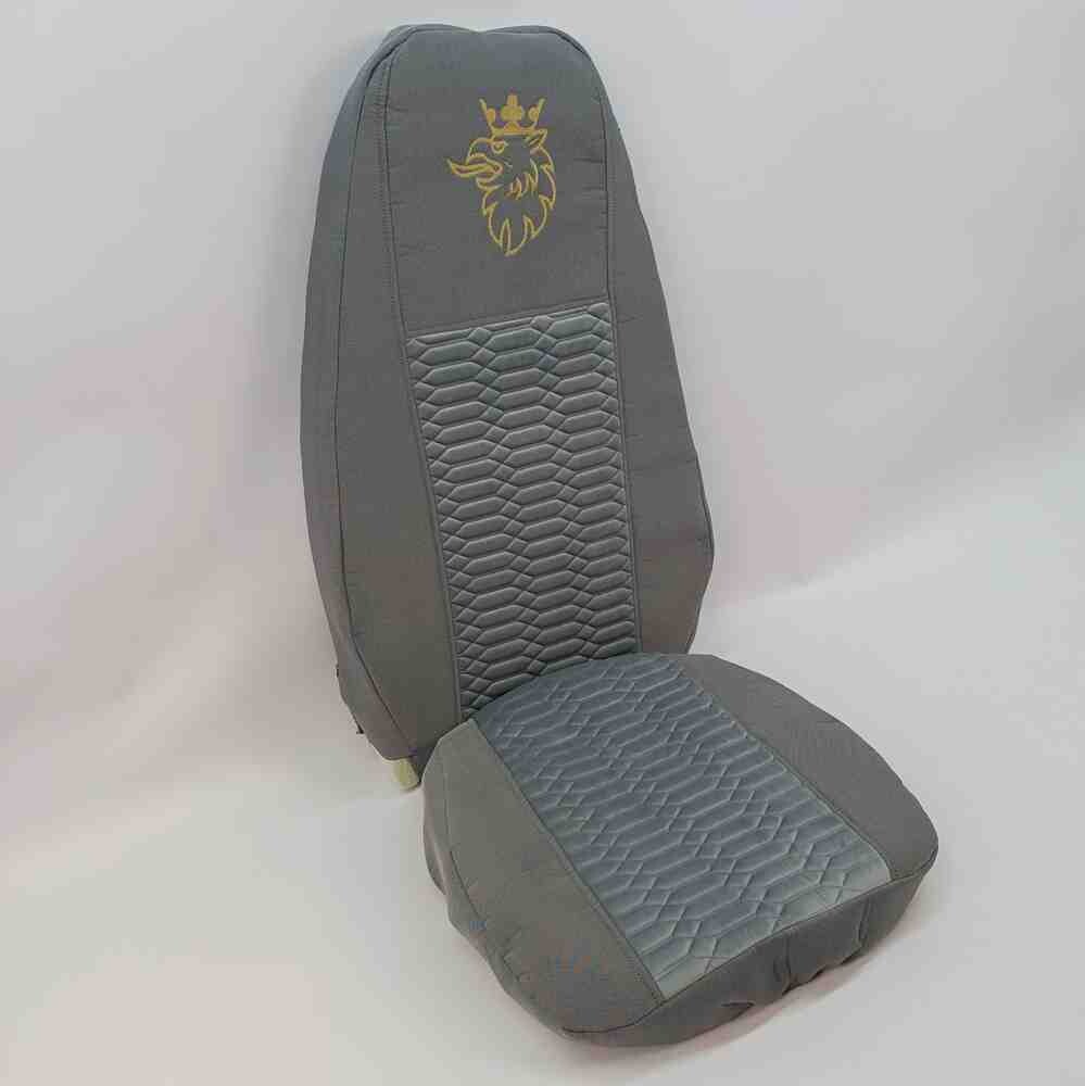 Чехол на сиденья KADIFE Велюр+Ткань SCANIA R,G,P (2004-2017) водит. пилот - пасс. пилот ,с ременем серый