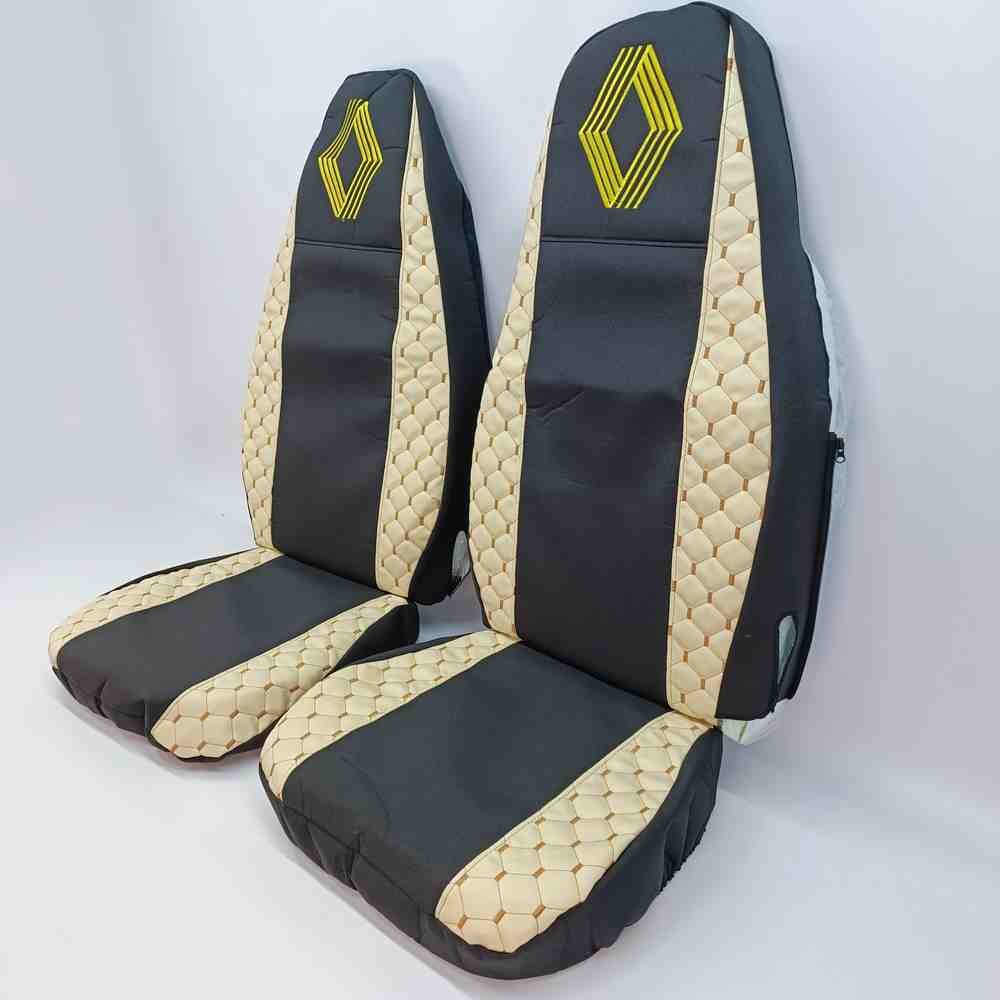 Чехол на сиденья Экокожа Renault Premium (2005-2013) (пилот) ST беж.