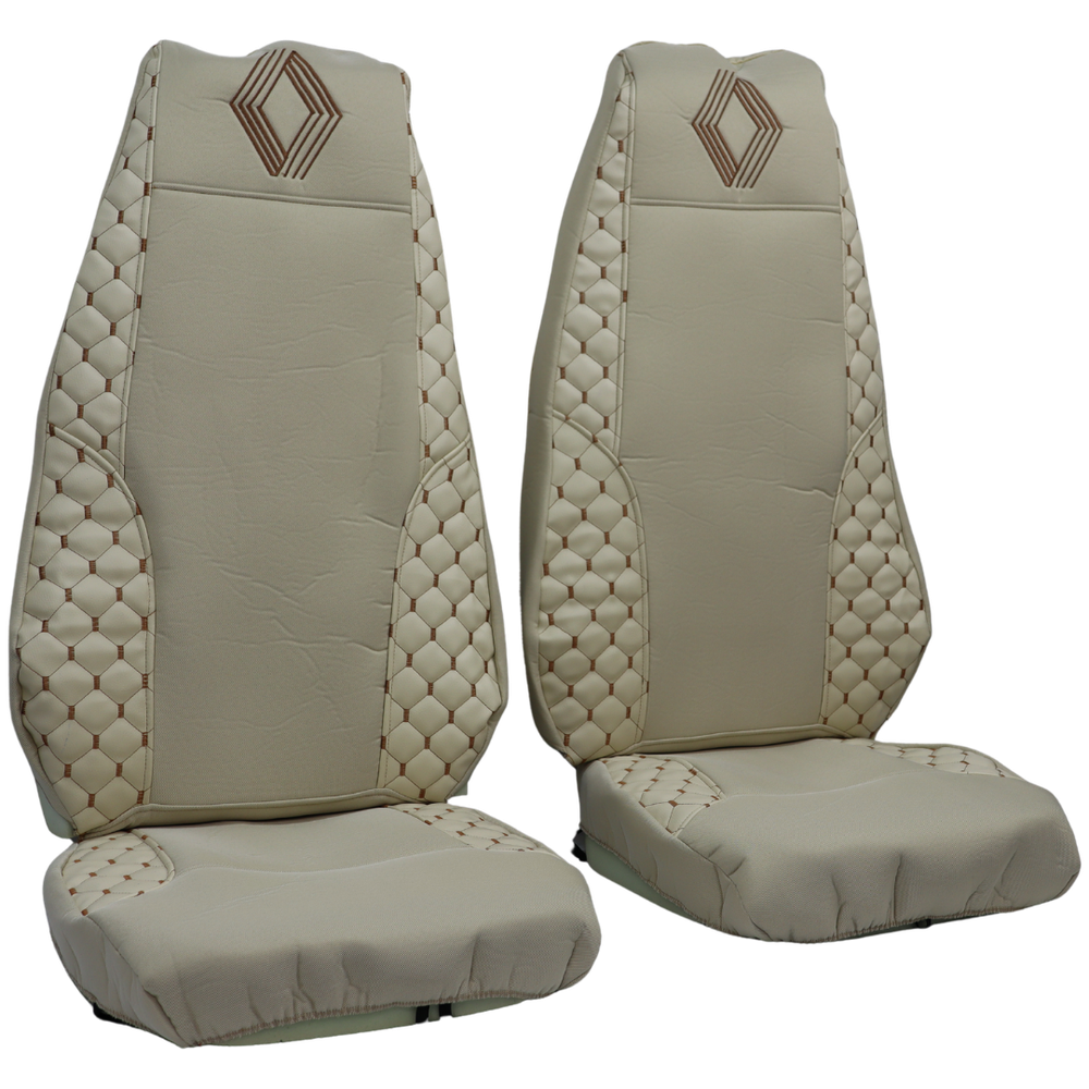 Чехол на сиденья Экокожа Renault Premium (2005-2013) (пилот) ST беж.
