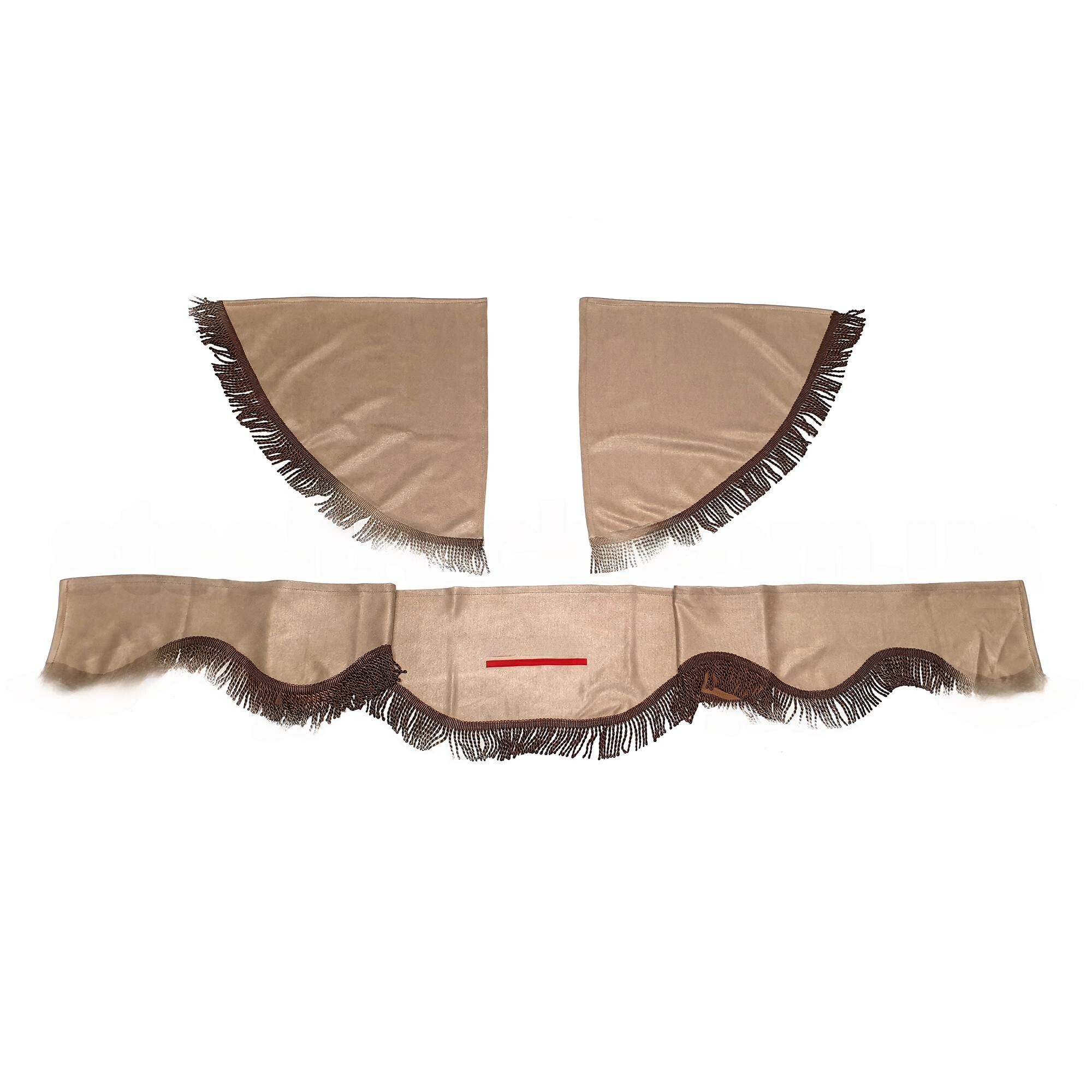 Шторка Велюр "Wave" DAF лоб+косинки+спальник+нічні бежева Шторка Велюр "Wave" DAF лоб+косинки+спальник+нічні бежева