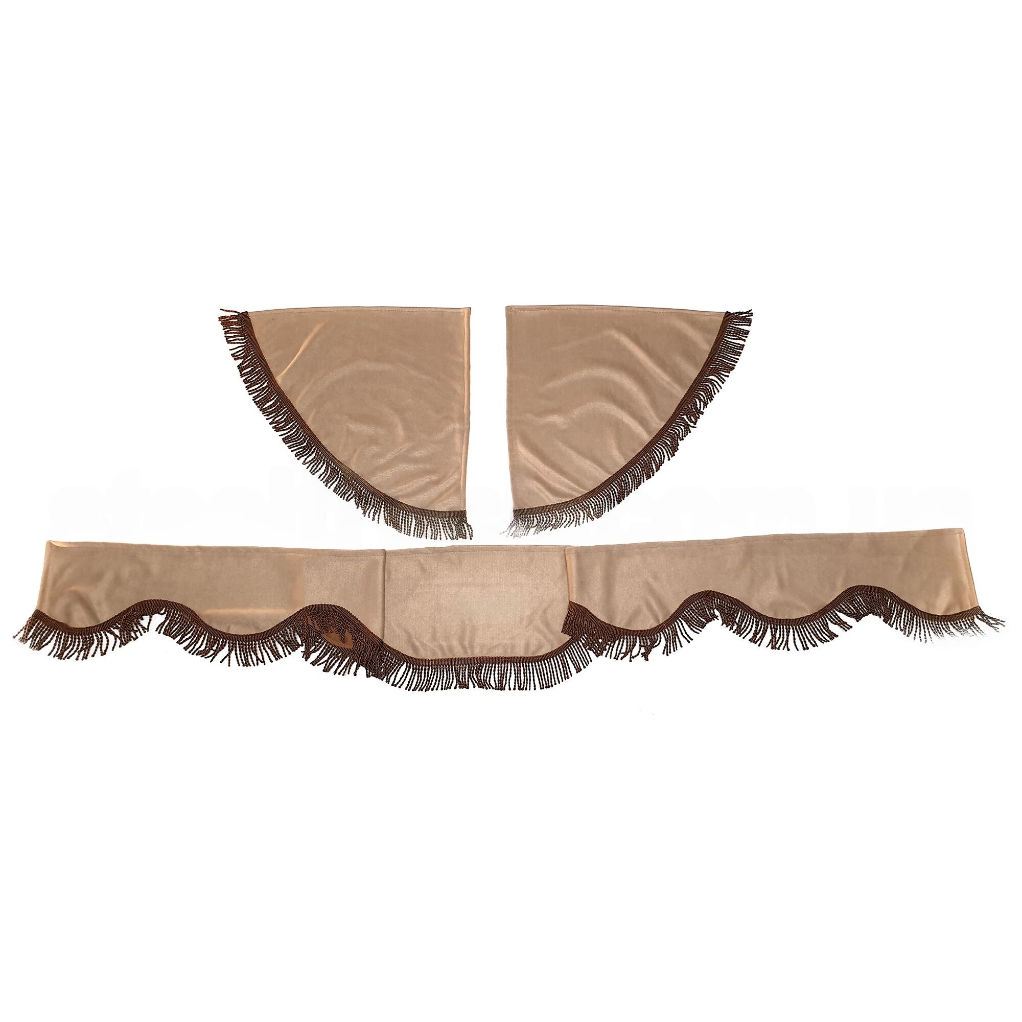 Шторка Велюр "Wave" MAN лоб+косинки+спальник+нічні бежева Шторка Велюр "Wave" MAN лоб+косинки+спальник+нічні бежева