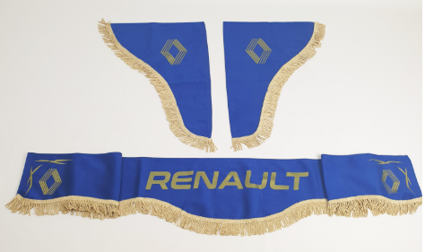 Шторка ВЕЛЮР "Wave" RENAULT лоб+косынки синяя