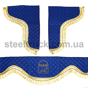 Шторка лоб+ косынки Экокожа MAN синяя