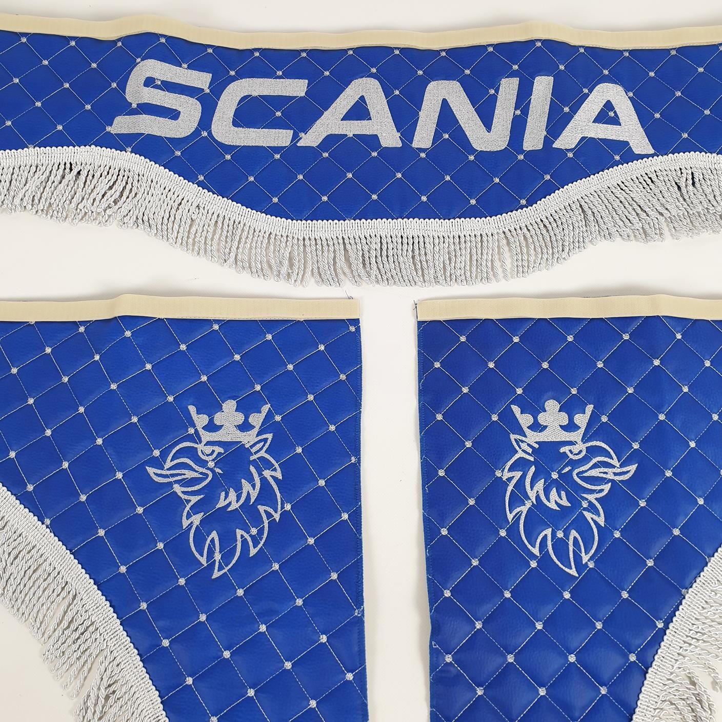 Шторка Экокожа "Wave" SCANIA лоб+косынки синяя
