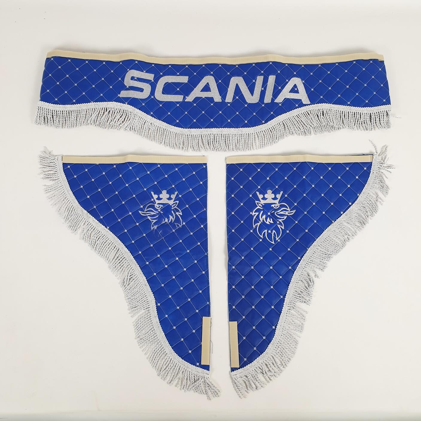 Шторка Экокожа "Wave" SCANIA лоб+косынки синяя