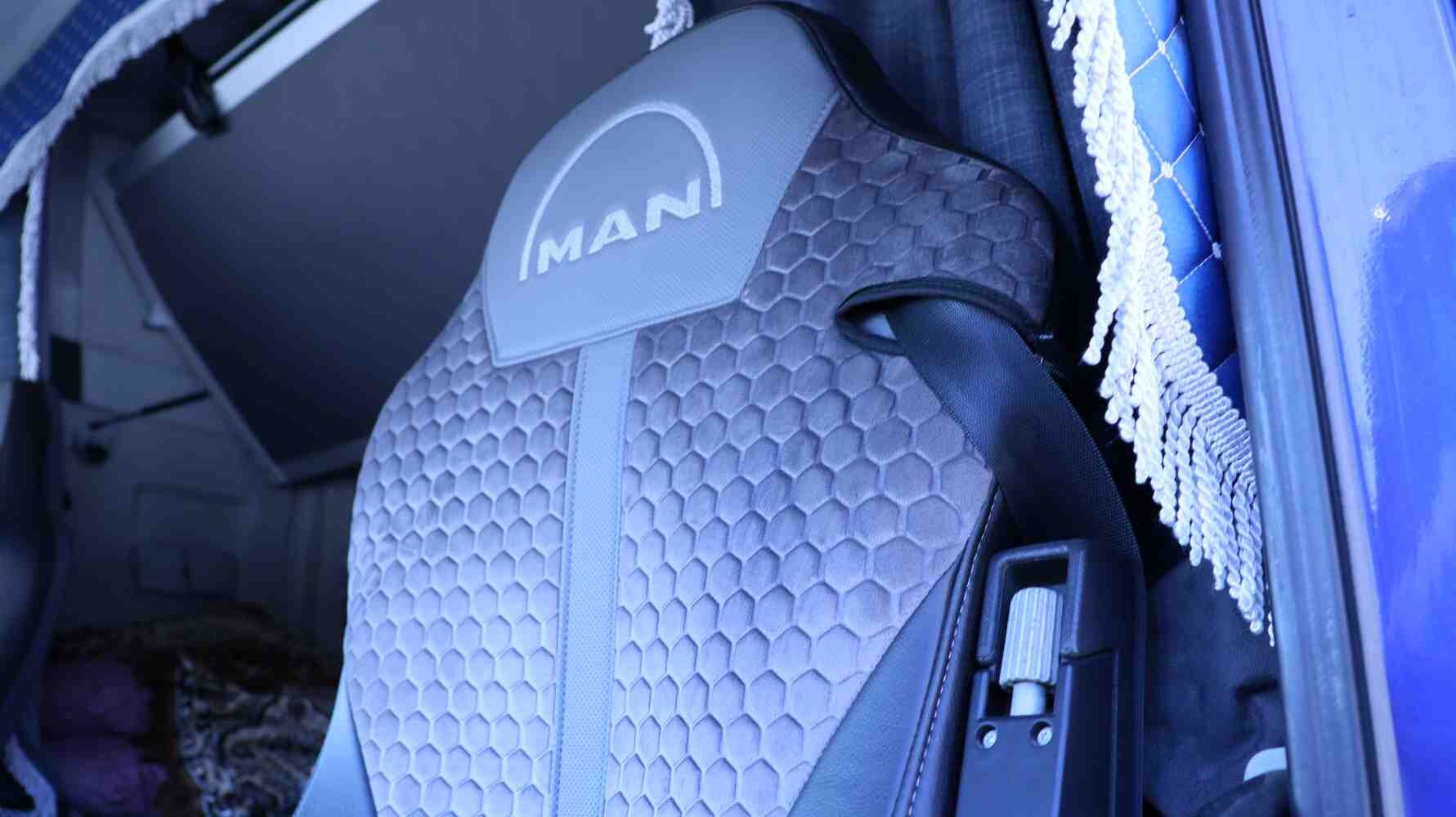 Чохол на сидіння Enterprise MAN TGX,TGA,TGL,TGM,TGS; (2007-2020) 1 ремінь, водій та пасажир (Низький)   сірий