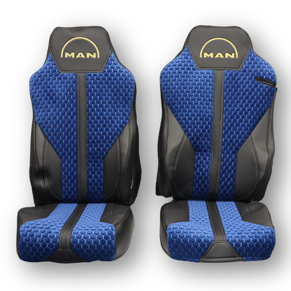 Чохол на сидіння Enterprise MAN TGX,TGA,TGL,TGM,TGS; (2007-2020) 1 ремінь, водій (Низький) пасажир (Високий) синій Чохол на сидіння Enterprise MAN TGX,TGA,TGL,TGM,TGS; (2007-2020) 1 ремінь, водій (Низький) пасажир (Високий) синій