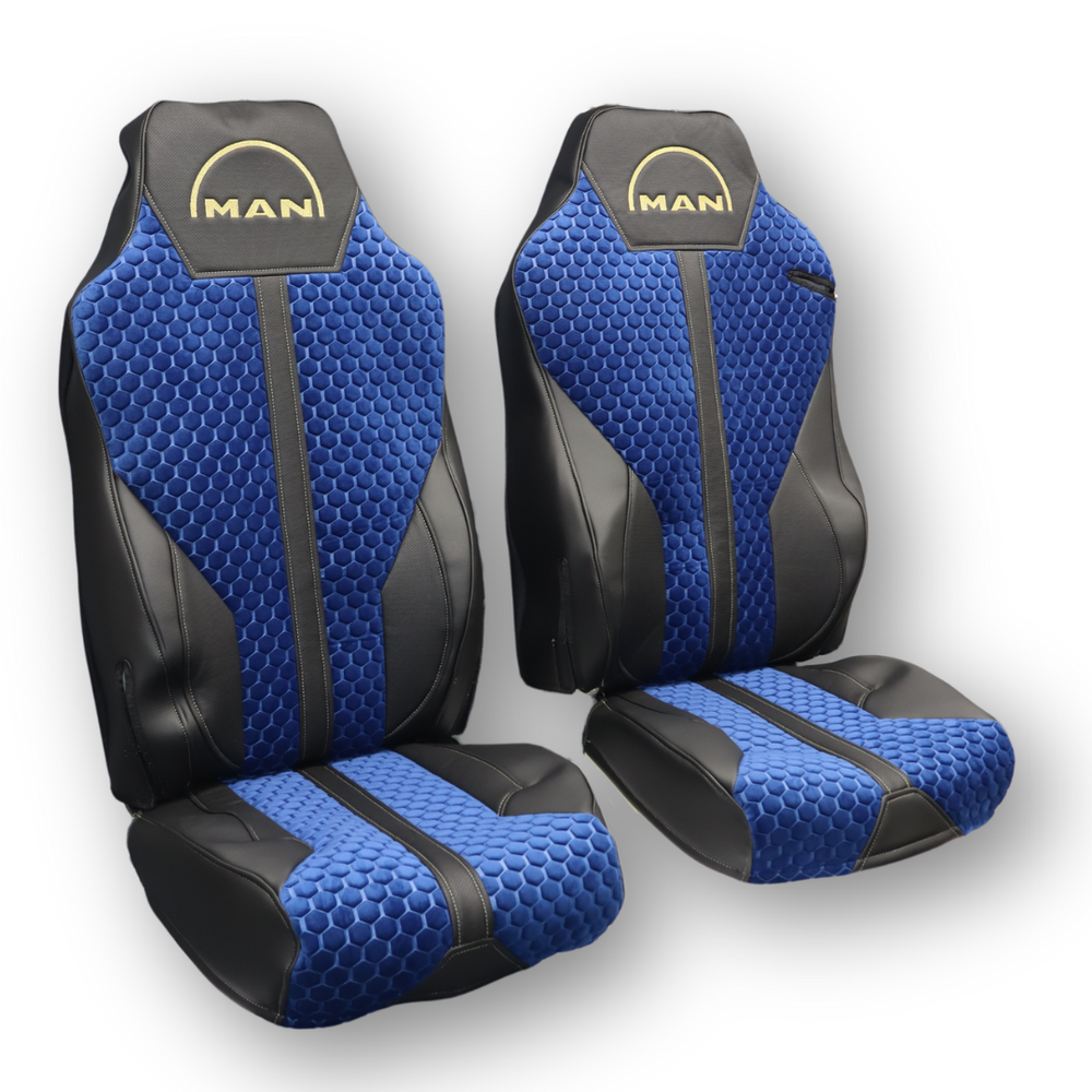 Чохол на сидіння Enterprise MAN TGX,TGA,TGL,TGM,TGS; (2007-2020) 1 ремінь, водій (Низький) пасажир (Високий) синій Чохол на сидіння Enterprise MAN TGX,TGA,TGL,TGM,TGS; (2007-2020) 1 ремінь, водій (Низький) пасажир (Високий) синій