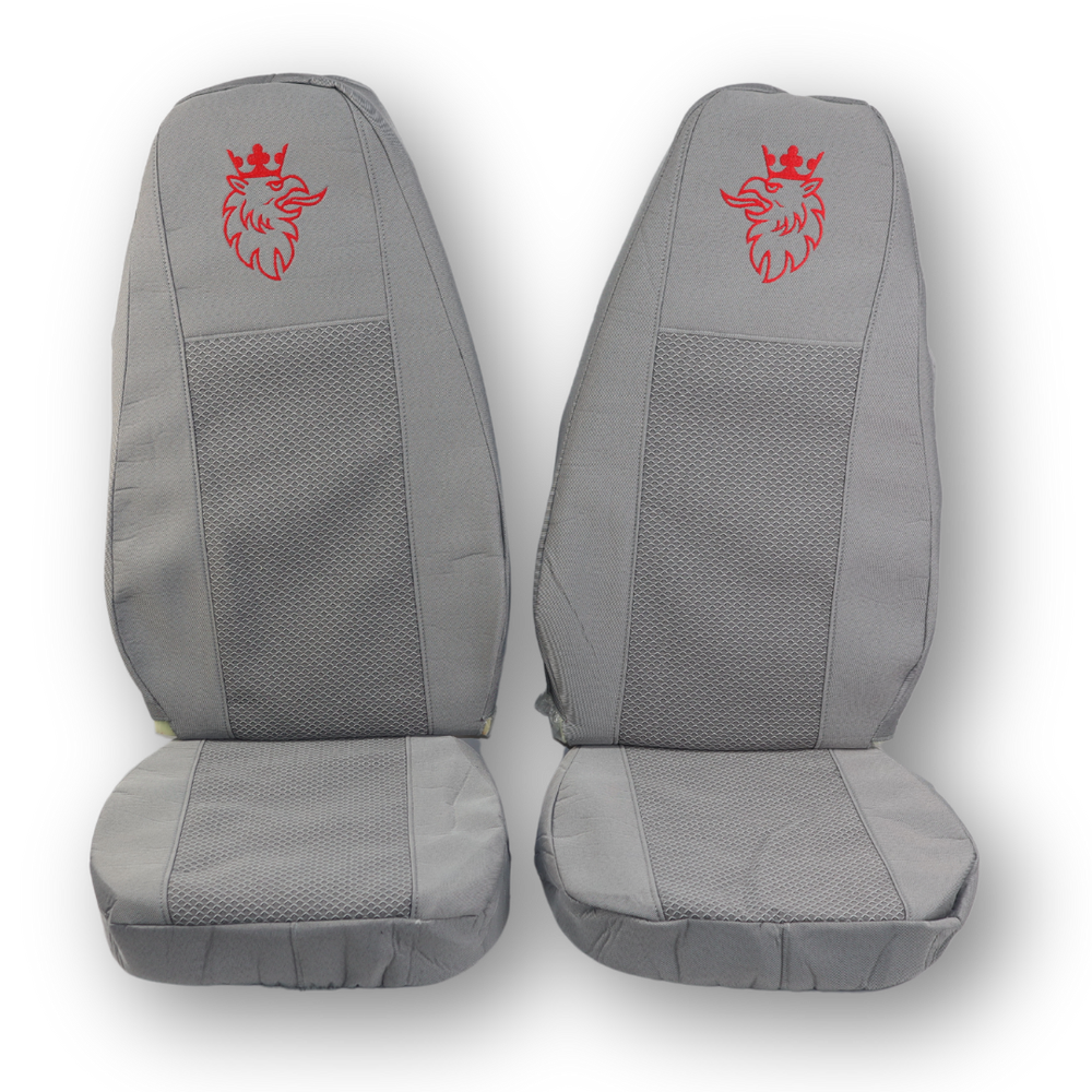 Чехол на сиденья SCANIA R,G,P (2004-2017) водит. пилот - пасс. пилот, с ременем серый Чехол на сиденья SCANIA R,G,P (2004-2017) водит. пилот - пасс. пилот, с ременем серый