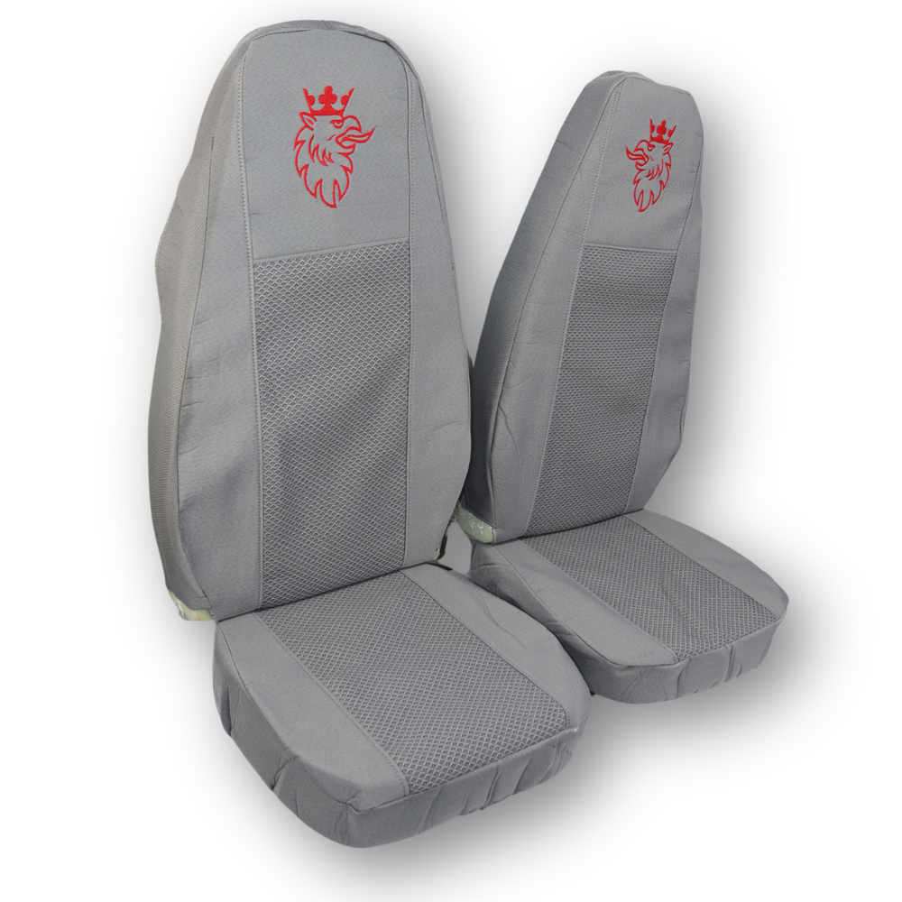 Чехол на сиденья SCANIA R,G,P (2004-2017) водит. пилот - пасс. пилот, с ременем серый Чехол на сиденья SCANIA R,G,P (2004-2017) водит. пилот - пасс. пилот, с ременем серый