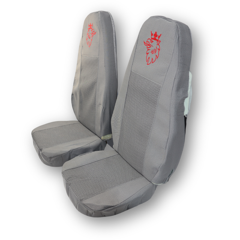 Чехол на сиденья SCANIA R,G,P (2004-2017) водит. пилот - пасс. пилот, с ременем серый Чехол на сиденья SCANIA R,G,P (2004-2017) водит. пилот - пасс. пилот, с ременем серый