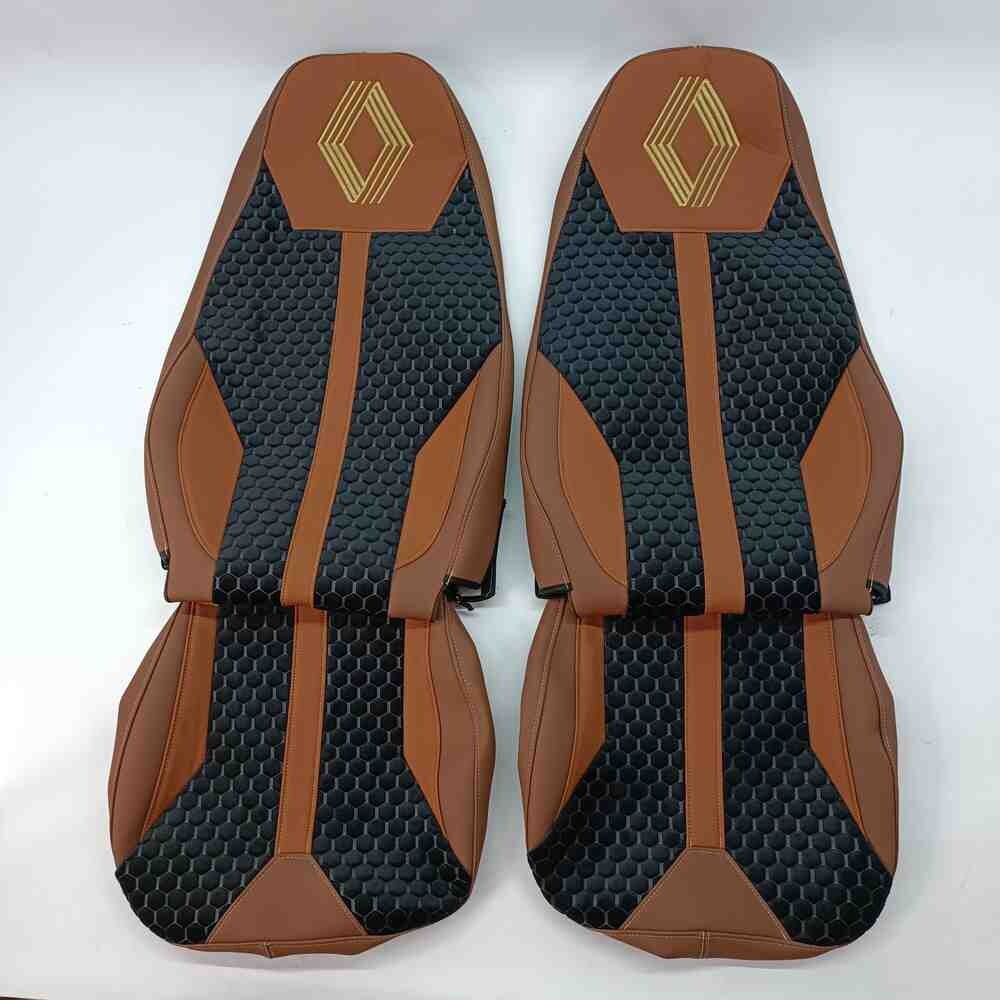 Чехол на сиденья Enterprise Renault Magnum (2001- 2013) водитель, пассажир поворотное сидение, коричневый Чехол на сиденья Enterprise Renault Magnum (2001- 2013) водитель, пассажир поворотное сидение, коричневый