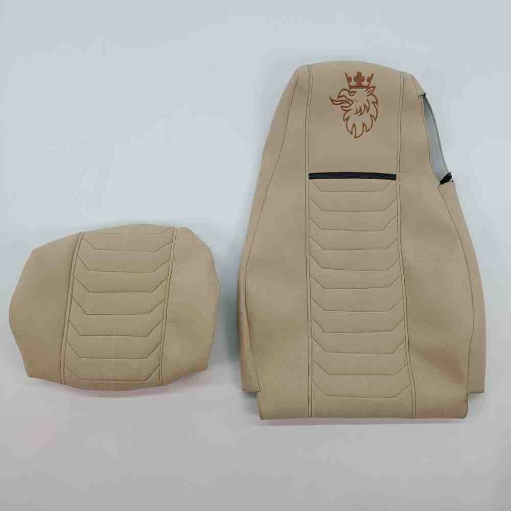 Чохол на сидіння SCANIA R,G,P (2004-2017) водій пілот - пас. складне, беж. Чохол на сидіння SCANIA R,G,P (2004-2017) водій пілот - пас. складне, беж.