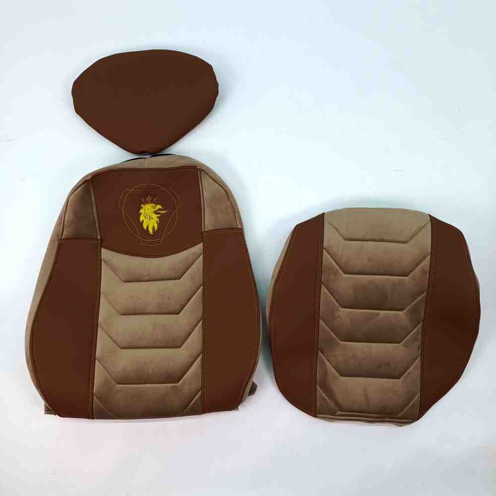 Чохол на сидіння Chess SCANIA R,G,P,S (2014-...) водій моноліт - пас. складне, коричневий. Чохол на сидіння Chess SCANIA R,G,P,S (2014-...) водій моноліт - пас. складне, коричневий.