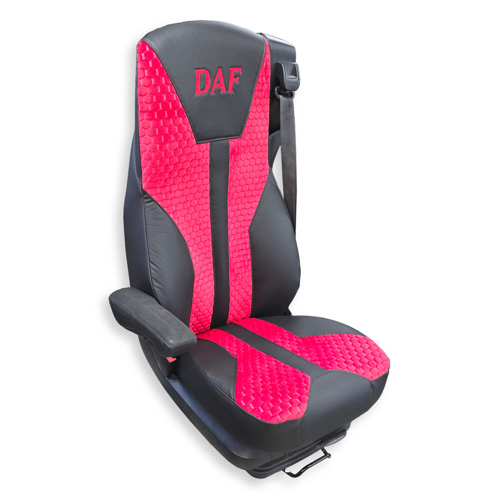 Чохол на сидіння Enterprise DAF XF105 106 XG CF85 LF (2013-2024)   шкіра чорн-велюр сота червона