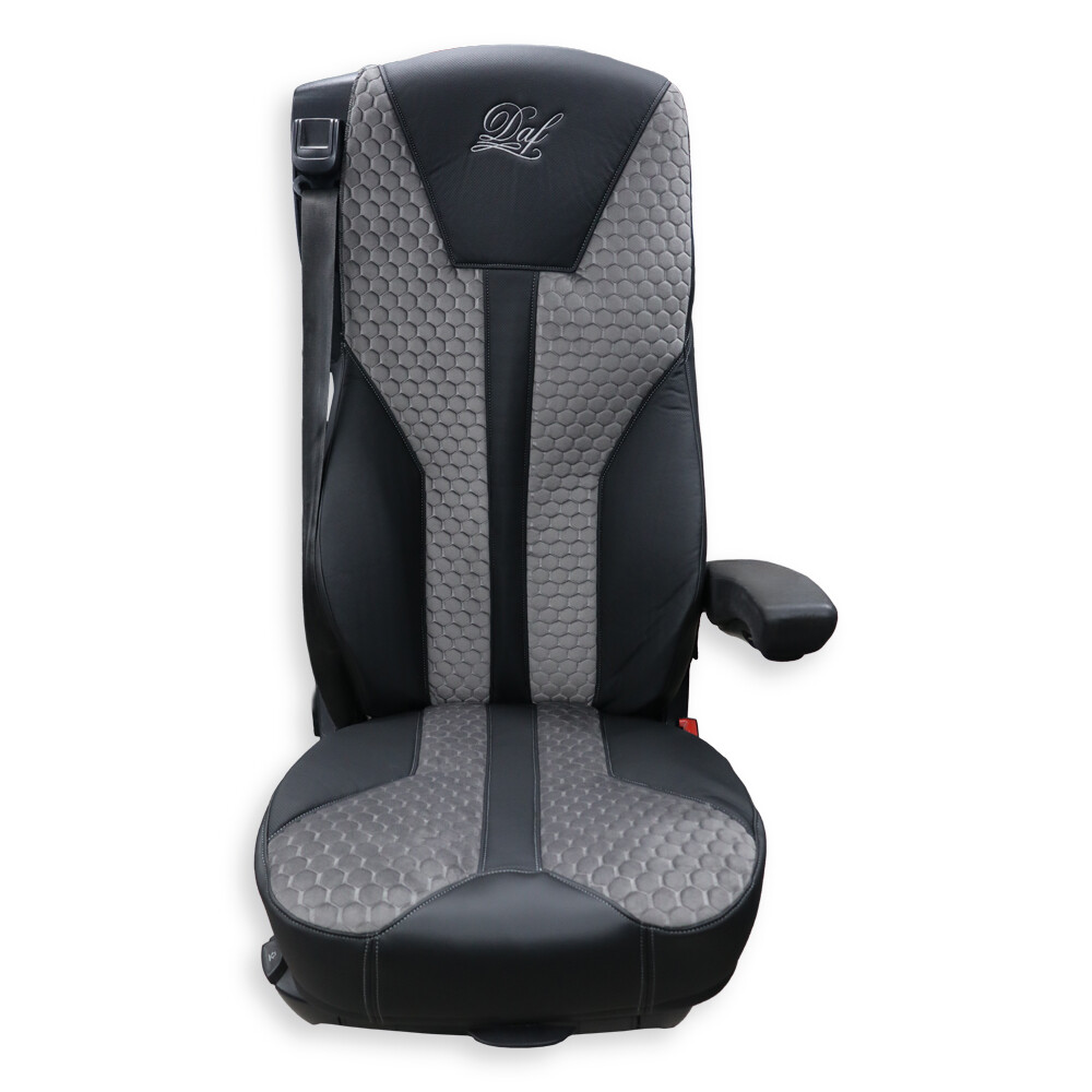 Чехол на сиденья Enterprise DAF XF105 106 XG CF85 LF (2013-2024) кожа черн- велюр сота серая