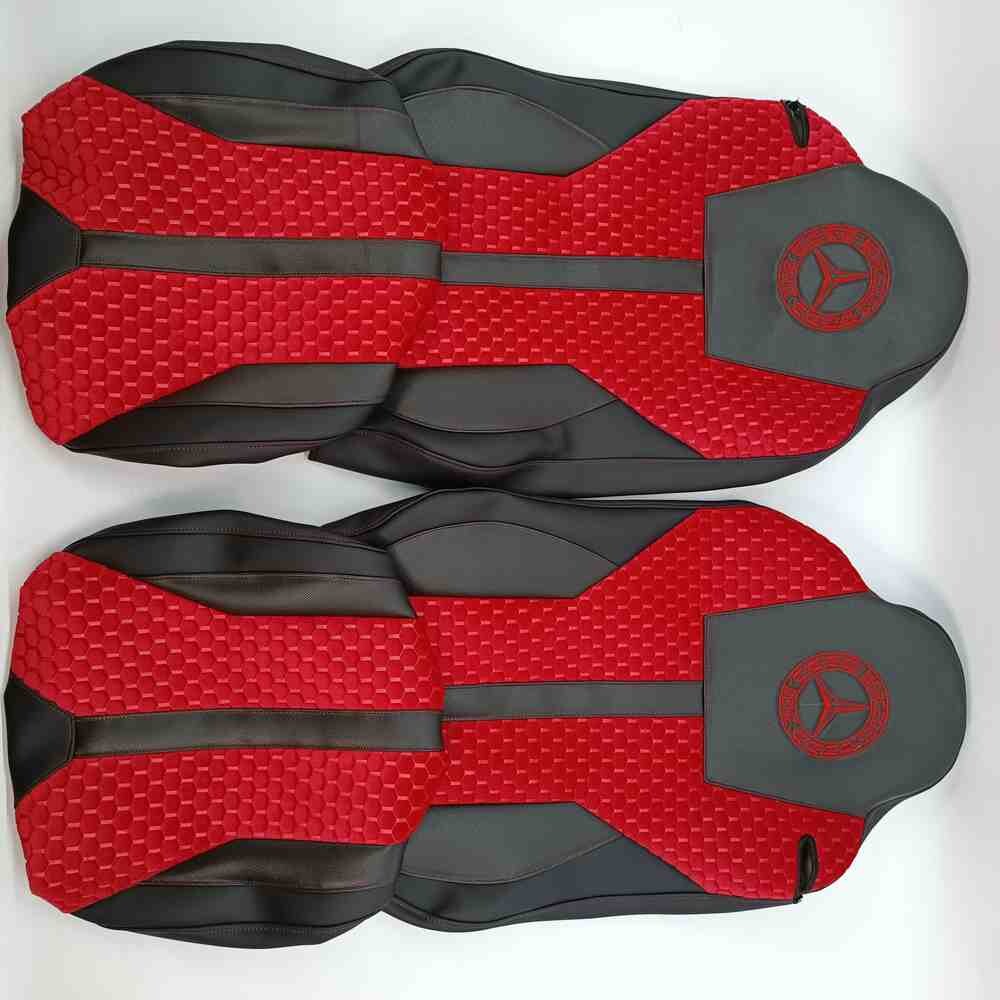 Чохол на сидіння Enterprise Mercedes Axor Space /Actros 1844   шкіра чорн-велюр сота червон.