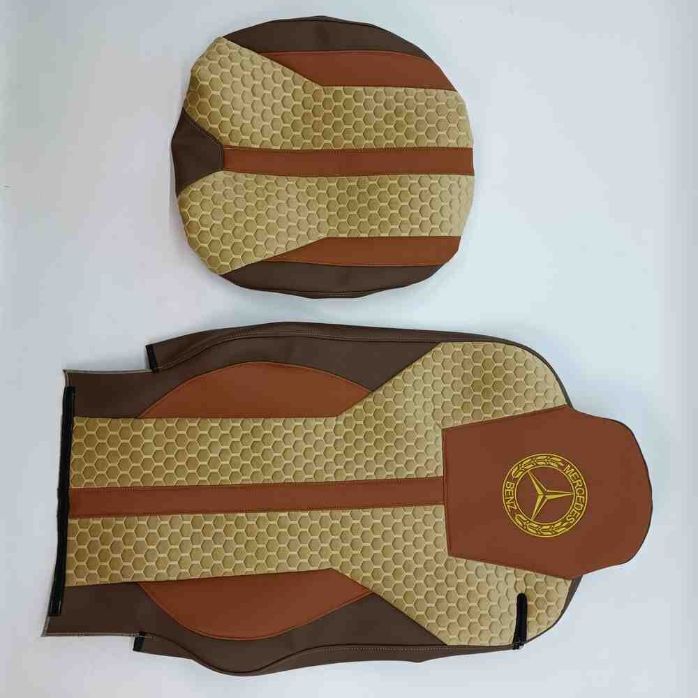 Чехол на сиденья Enterprise Mercedes Axor Space /Actros 1844 кожа коричн.- велюр сота беж. Чехол на сиденья Enterprise Mercedes Axor Space /Actros 1844 кожа коричн.- велюр сота беж.