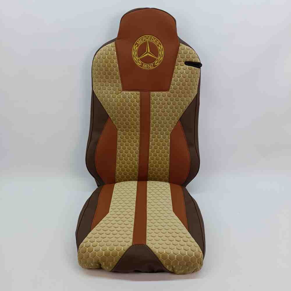 Чехол на сиденья Enterprise Mercedes Axor Space /Actros 1844 кожа коричн.- велюр сота беж. Чехол на сиденья Enterprise Mercedes Axor Space /Actros 1844 кожа коричн.- велюр сота беж.