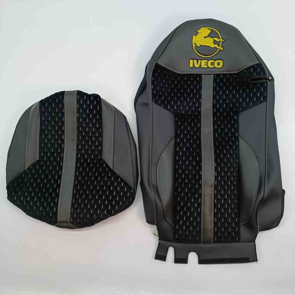 Чохол на сидіння Enterprise Iveco SТ430/460NC/460WC/480   шкіра черн..- велюр сота черн.