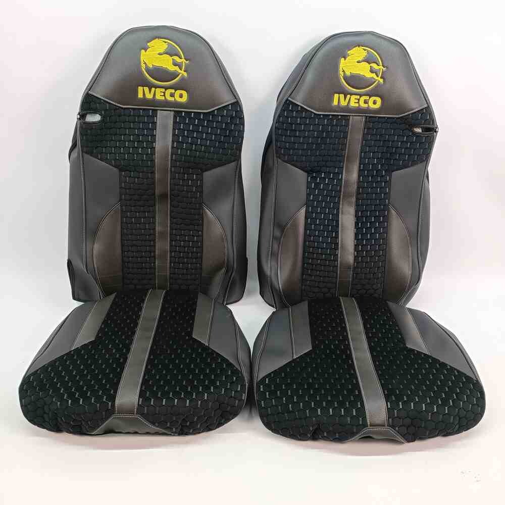 Чохол на сидіння Enterprise Iveco SТ430/460NC/460WC/480   шкіра черн..- велюр сота черн.