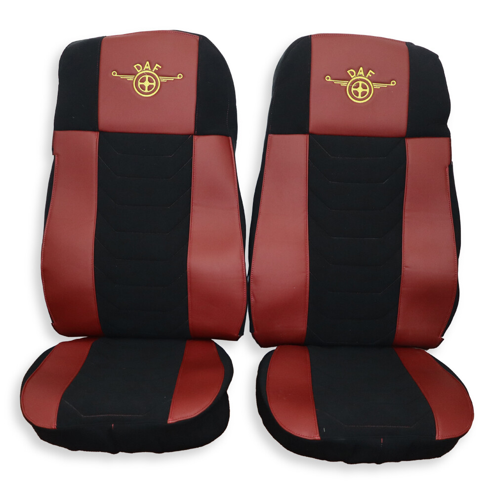 Чохол на сидіння Chess DAF XF105 106 XG CF85 LF (2013-2024) червона шкіра-чорний велюр Чохол на сидіння Chess DAF XF105 106 XG CF85 LF (2013-2024) червона шкіра-чорний велюр