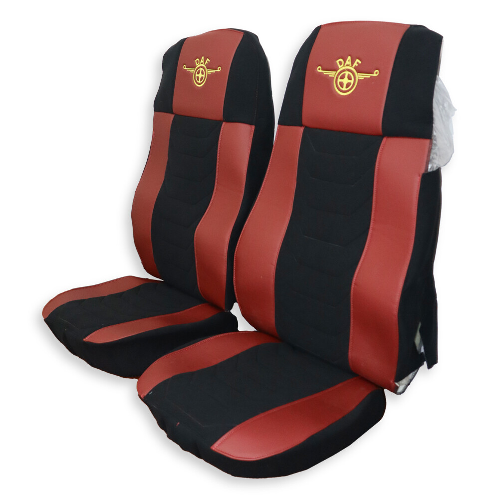 Чохол на сидіння Chess DAF XF105 106 XG CF85 LF (2013-2024) червона шкіра-чорний велюр Чохол на сидіння Chess DAF XF105 106 XG CF85 LF (2013-2024) червона шкіра-чорний велюр