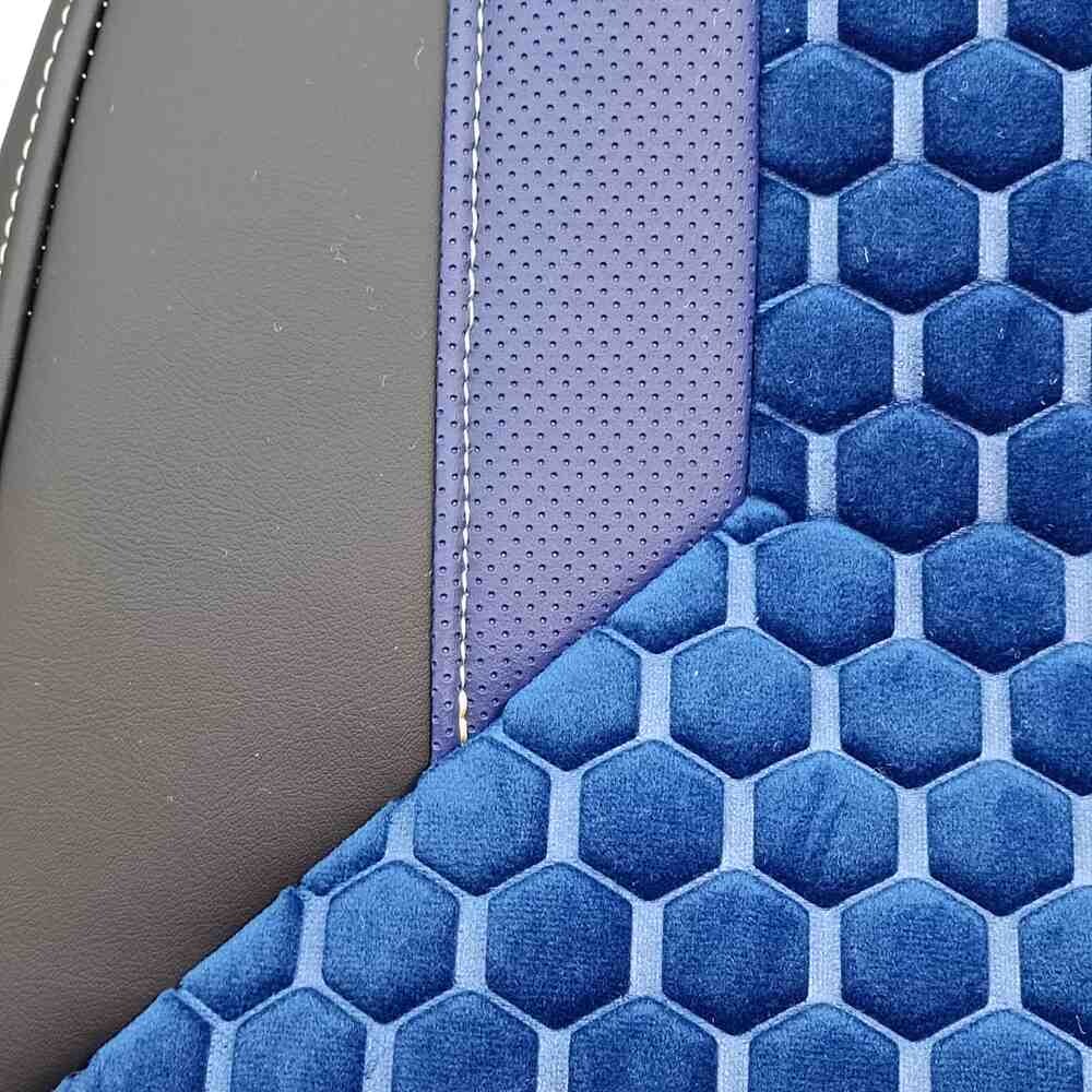 Чехол на сиденья Enterprise Iveco SТ430/460NC/460WC/480кожа черн..- велюр сота синяя.