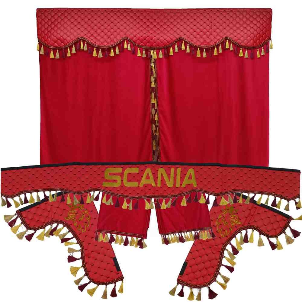 Шторка Экокожа "Pergam" SCANIA лоб+косынки+спальник+ночные красный