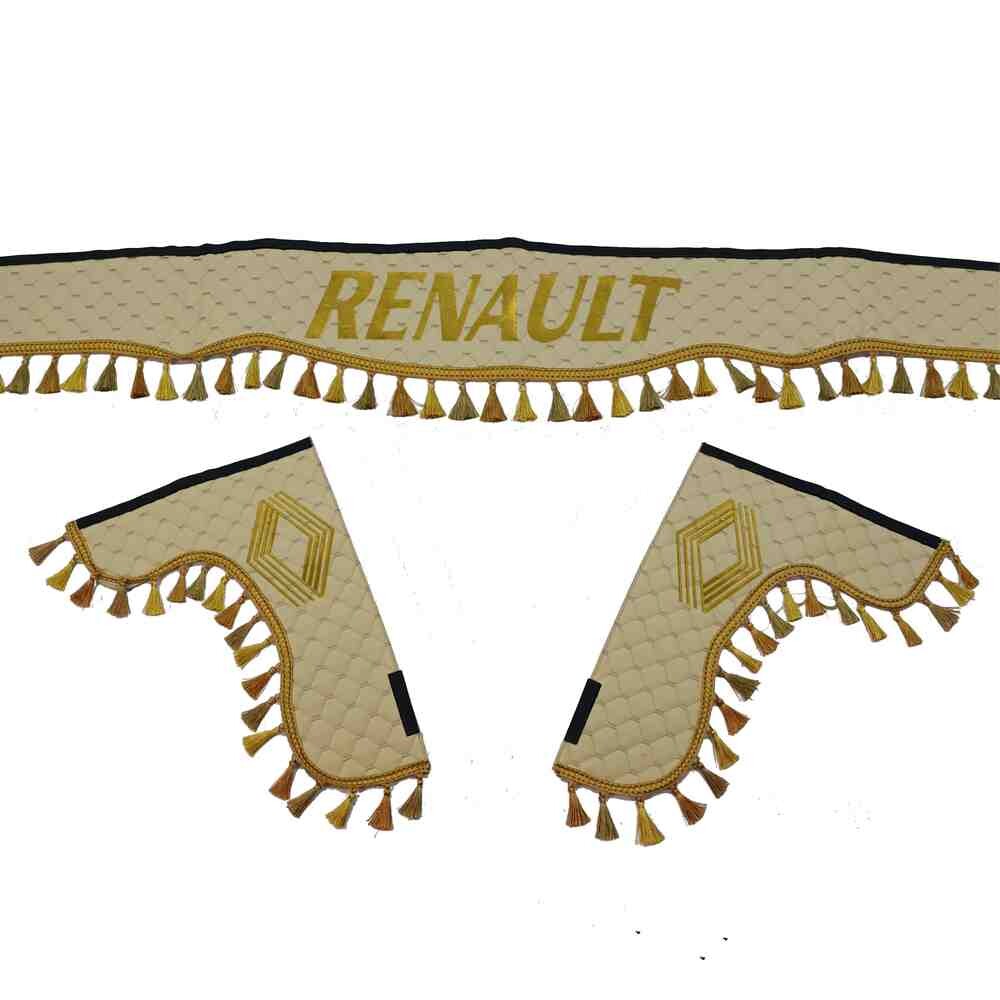 Шторка Экокожа "Pergam" RENAULT лоб+косынки+спальник+ночные бежевая Шторка Экокожа "Pergam" RENAULT лоб+косынки+спальник+ночные бежевая