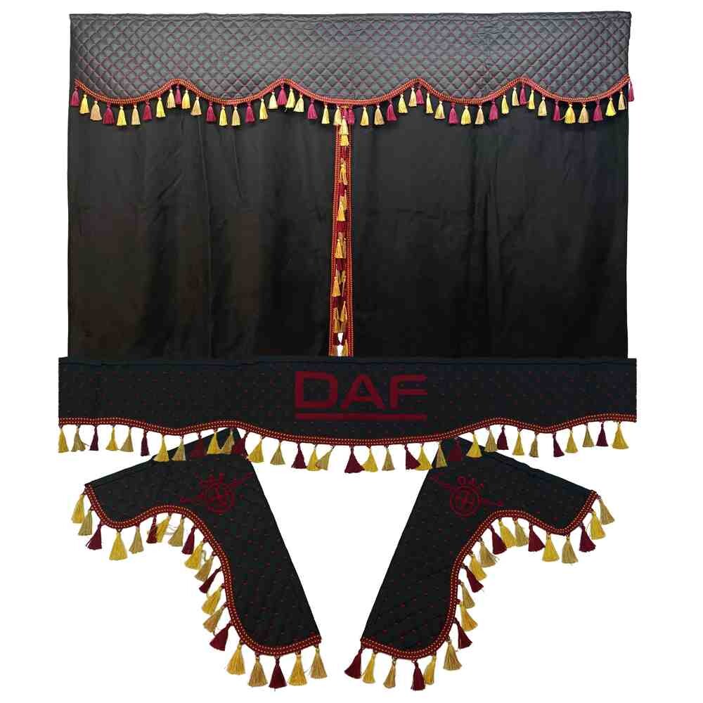 Шторка Екошкіра "Pergam" DAF лоб+косинки+спальник чорна Шторка Екошкіра "Pergam" DAF лоб+косинки+спальник чорна