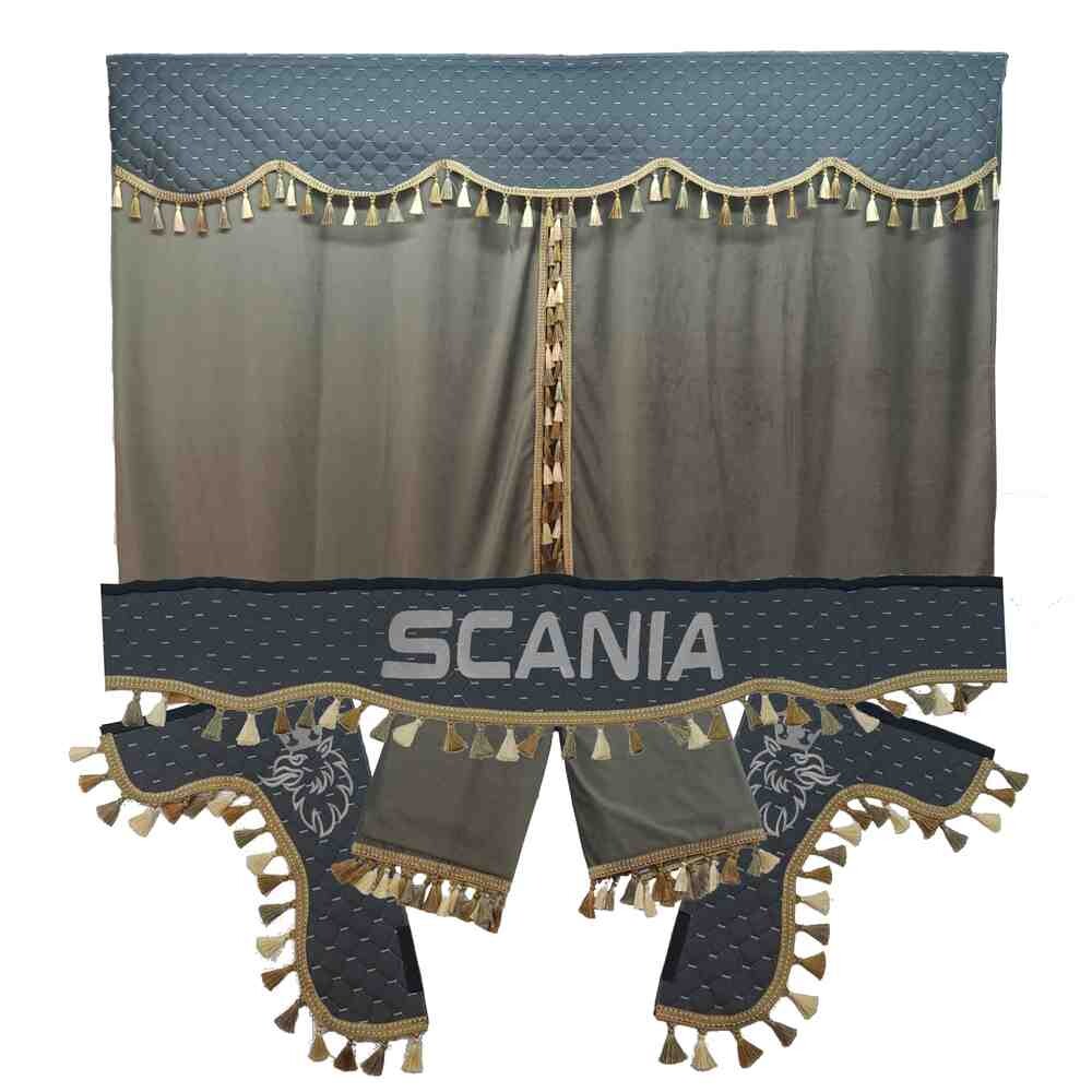 Шторка Экокожа "Pergam" SCANIA лоб+косынки+спальник+ночные серая