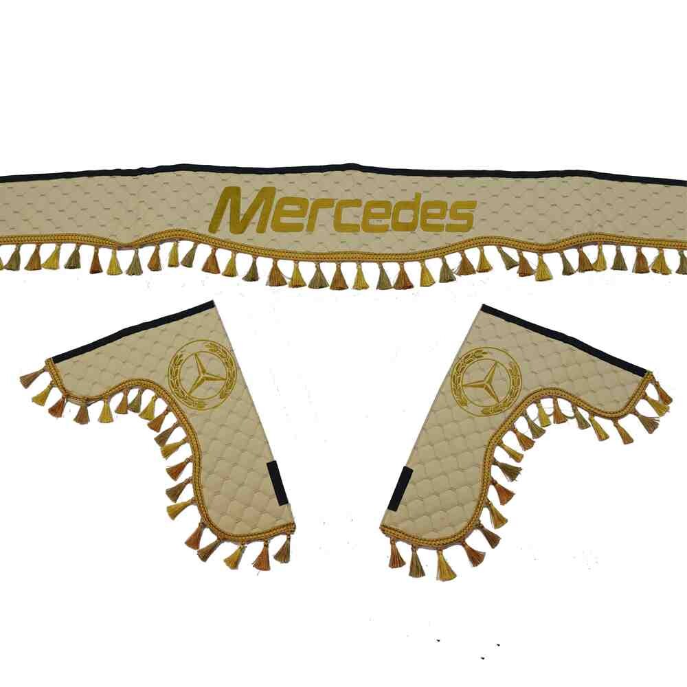 Шторка Экокожа "Pergam" MERCEDES лоб+косынки+спальник бежевая