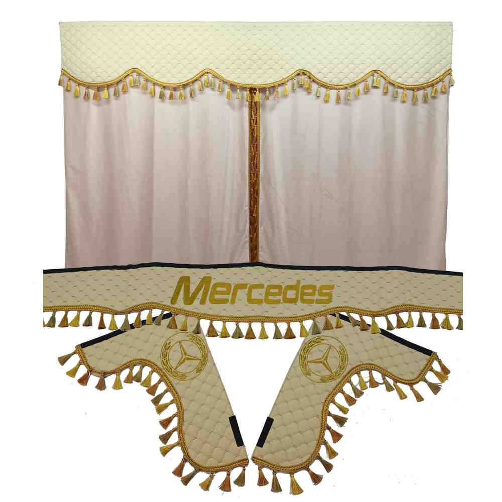 Шторка Экокожа "Pergam" MERCEDES лоб+косынки+спальник бежевая