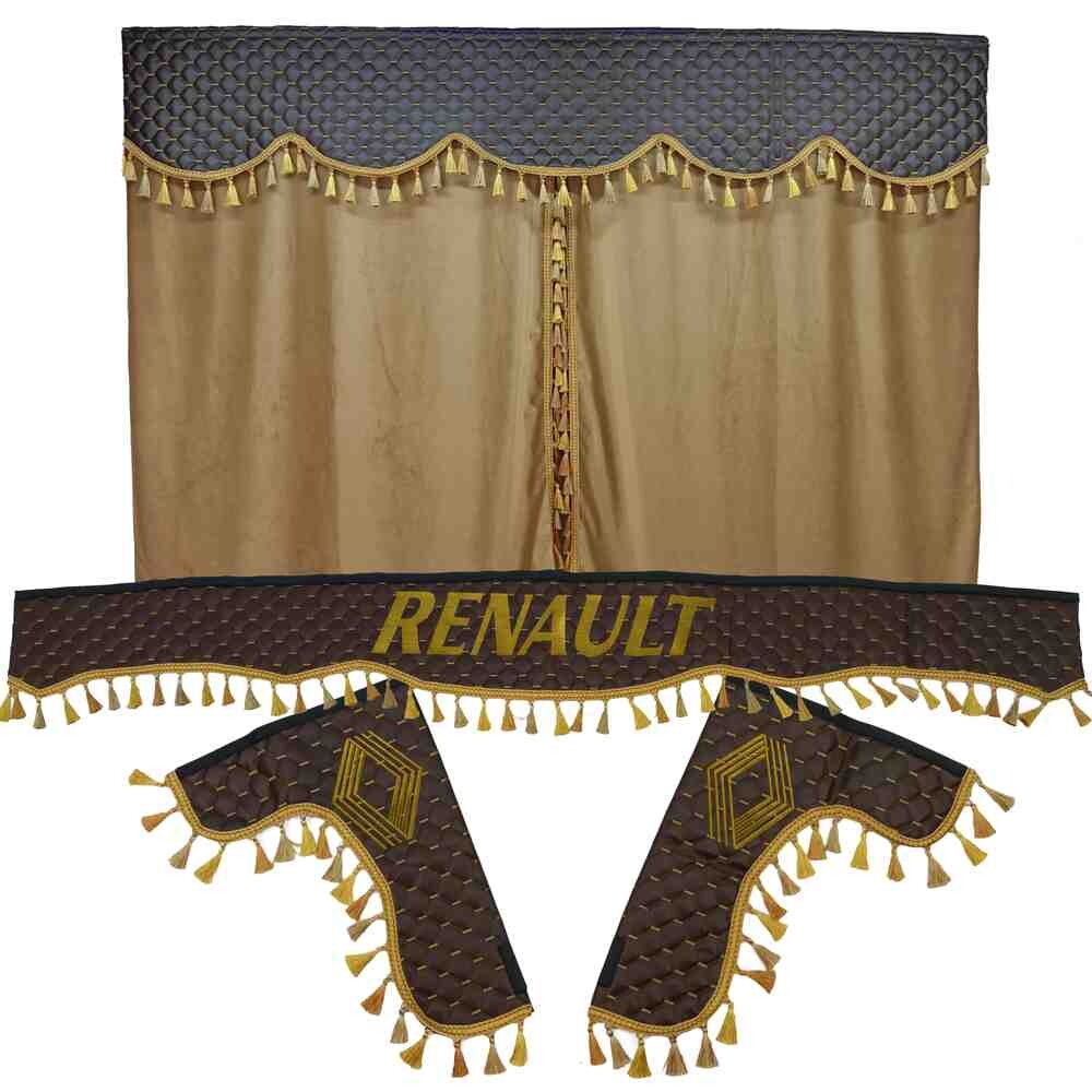 Шторка Екошкіра "Pergam" RENAULT лоб+косинки+спальник коричнева Шторка Екошкіра "Pergam" RENAULT лоб+косинки+спальник коричнева
