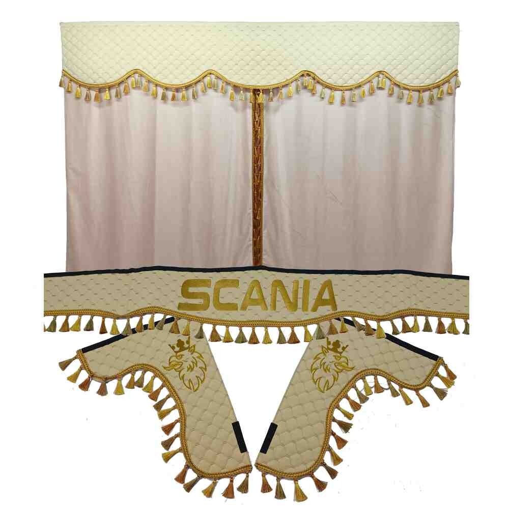 Шторка Экокожа "Pergam" SCANIA лоб+косынки+спальник бежевая Шторка Экокожа "Pergam" SCANIA лоб+косынки+спальник бежевая