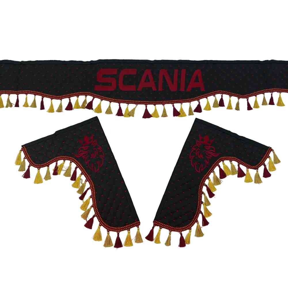 Шторка Екошкіра "Pergam" SCANIA лоб+косинки+спальник чорна Шторка Екошкіра "Pergam" SCANIA лоб+косинки+спальник чорна