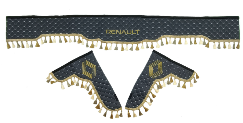 Шторка Екошкіра "Memphis" RENAULT лоб + косинки сіра Шторка Екошкіра "Memphis" RENAULT лоб + косинки сіра