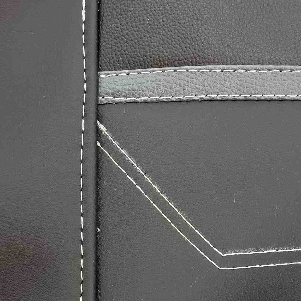 Чехол на сиденья DAF XF105 106 XG CF85 LF (2013-2024) черная кожа с серой ниткой Чехол на сиденья DAF XF105 106 XG CF85 LF (2013-2024) черная кожа с серой ниткой