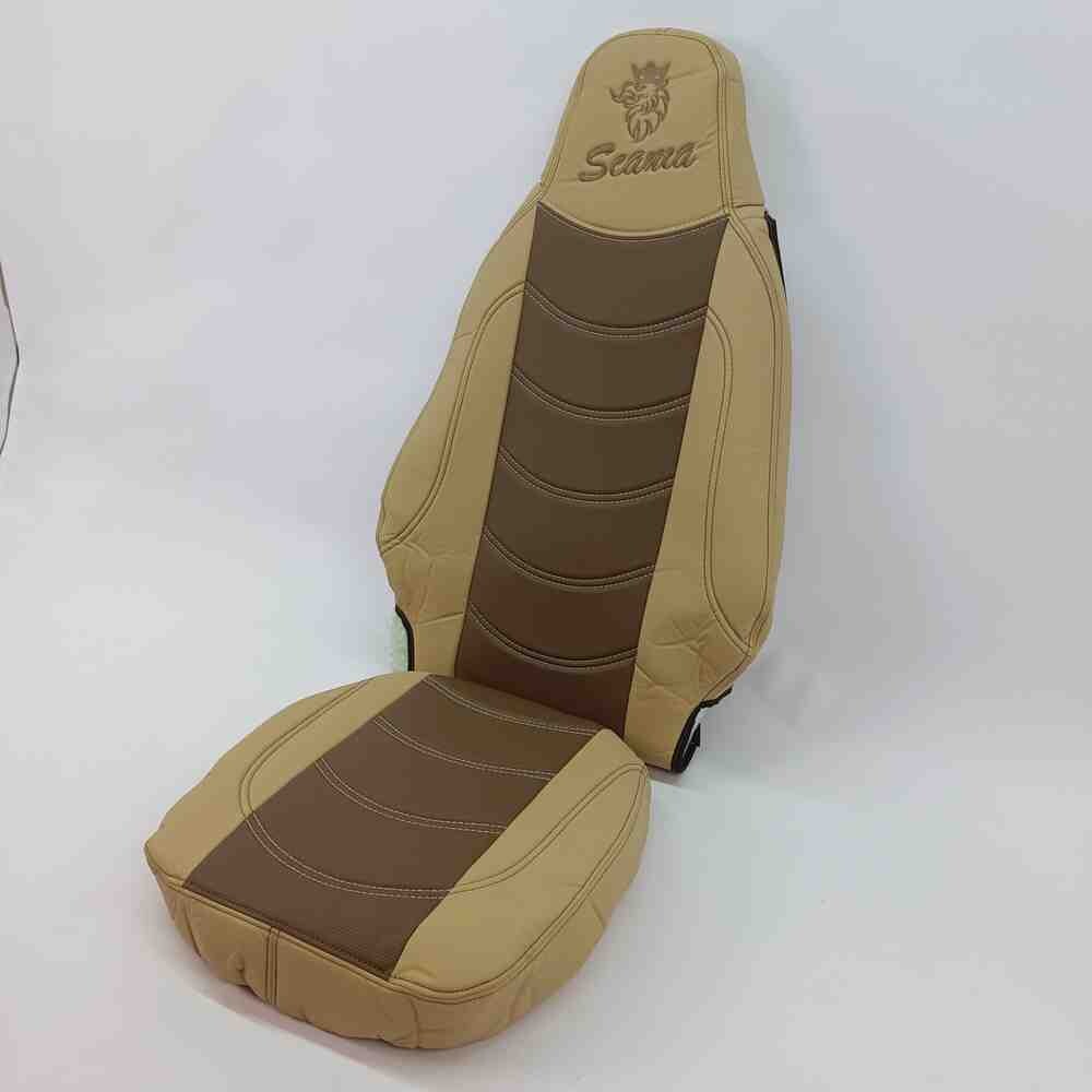 Чехол на сиденья SCANIA R,G,P,S (2014-...) водит. монолит - пасс. складное, перфор.кожа беж