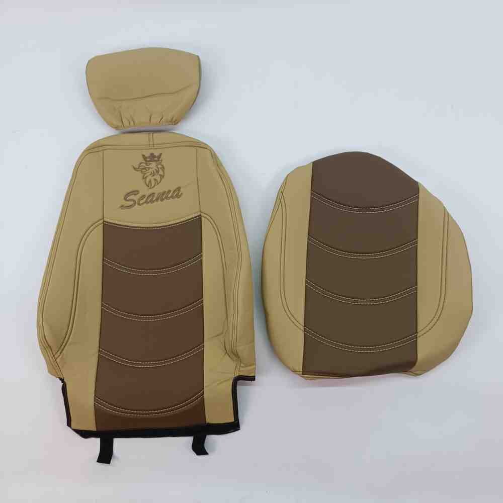Чехол на сиденья SCANIA R,G,P,S (2014-...) водит. монолит - пасс. складное, перфор.кожа беж