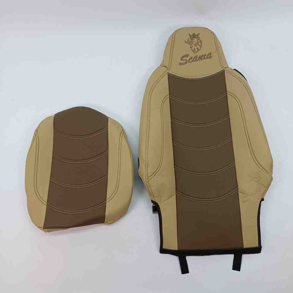 Чехол на сиденья SCANIA R,G,P,S (2014-...) водит. монолит - пасс. складное, перфор.кожа беж