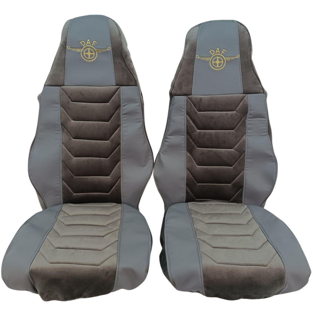 Чохол на сидіння Chess DAF XF95 105 CF85 75 65 LF (2002-2012) 0235 сіра шкіра - сірий велюр