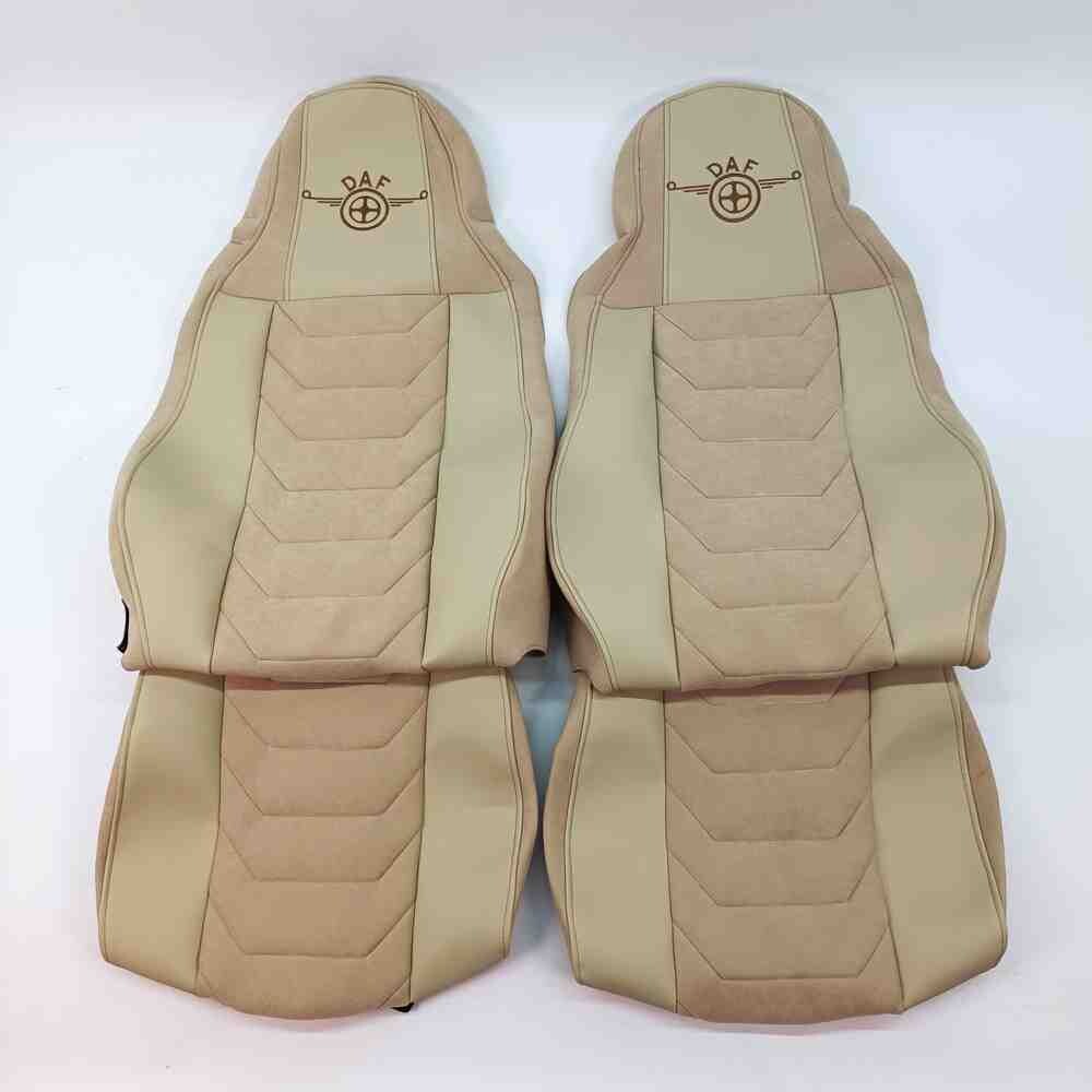 Чехол на сиденья Chess DAF XF95 105 CF85 75 65 LF (2002-2012) кожа- велюр бежевый. Чехол на сиденья Chess DAF XF95 105 CF85 75 65 LF (2002-2012) кожа- велюр бежевый.
