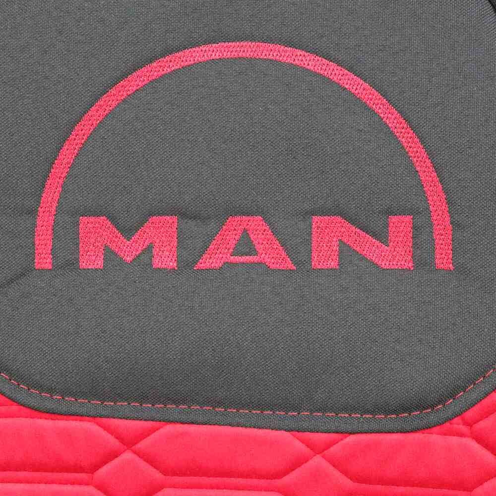 Чехол на сиденья KADIFE Велюр+Ткань MAN TGX,TGA,TGL,TGM,TGS; (2007-2020) 2 ремня, водитель и пассажир (Низкий),подлок. красн