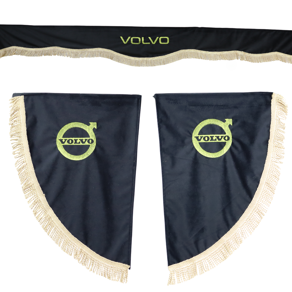 Шторка ВЕЛЮР "Wave" VOLVO лоб + косинки чорна