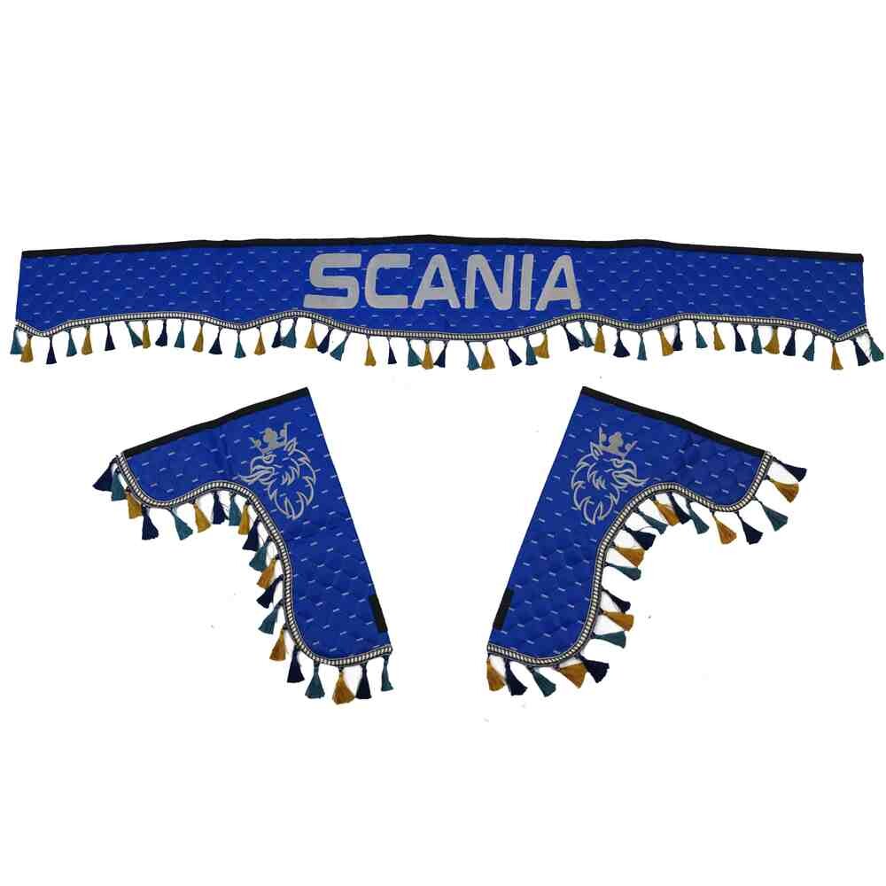 Шторка Экокожа "Pergam" SCANIA лоб+косынки+спальник синий