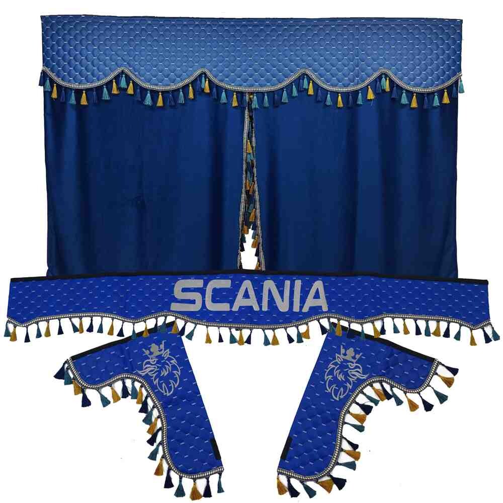 Шторка Экокожа "Pergam" SCANIA лоб+косынки+спальник синий