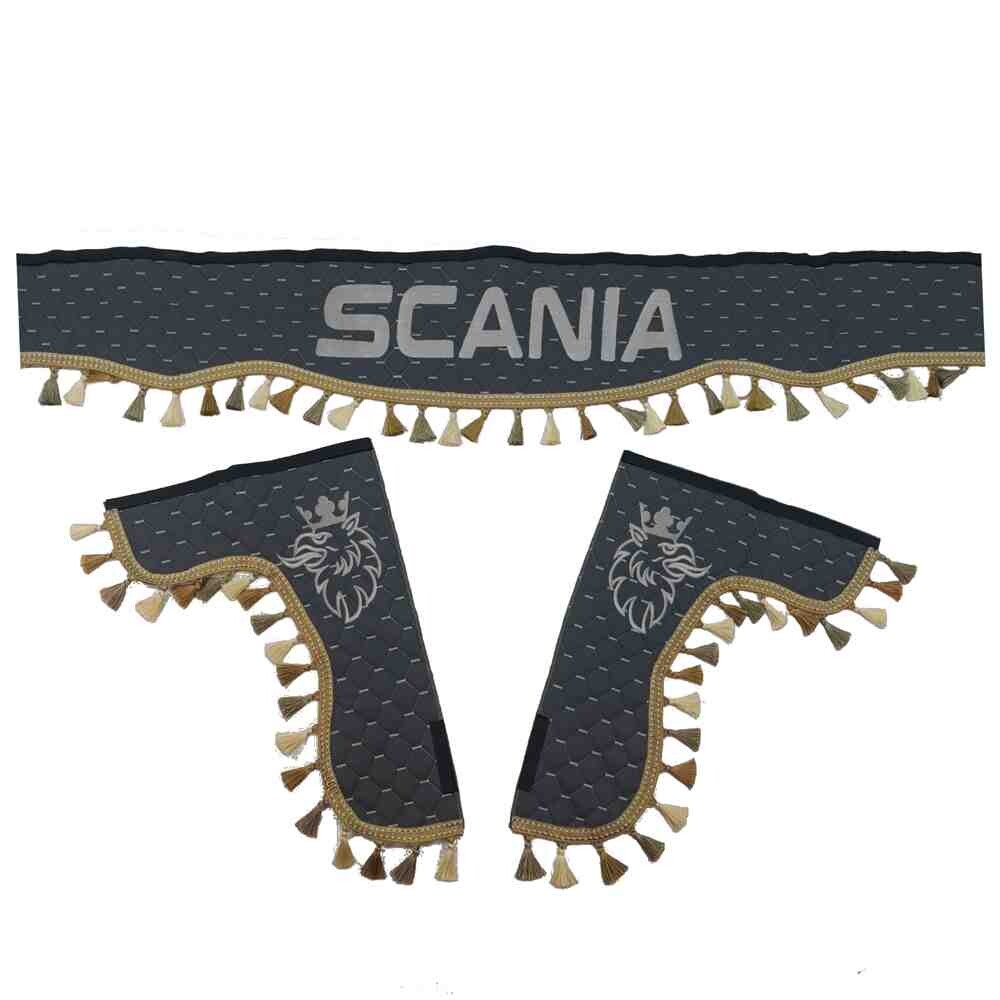 Шторка Экокожа "Pergam" SCANIA лоб+косынки серая
